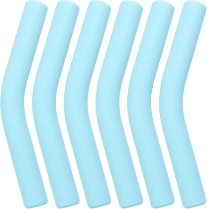 6Pcs Metal Straw Silicone Tips 5/16 IN Wide(8mm Outer Diameter) Food Grade Rubber Straw Covers Light-Blue Flex Elbow Replacement Tip for Stainless Steel Metal Straws