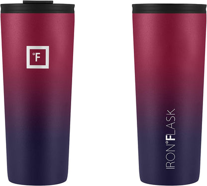 IRON °FLASK Classic Tumbler - Vacuum Insulated Stainless Steel Water Bottle, Double Walled, Drinking Cup, Insulated Travel Mug (Dark Rainbow, 24 oz Solid Lid)