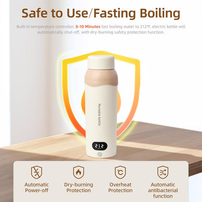 Portable Travel Electric Kettle,Food-Grade 316 Stainless Steel Small Mini Kettle,500ML Hot Water Boiler with 4 Temperature Settings,Fast Boiling water with Auto Shut-Off and Boil Dry Protection