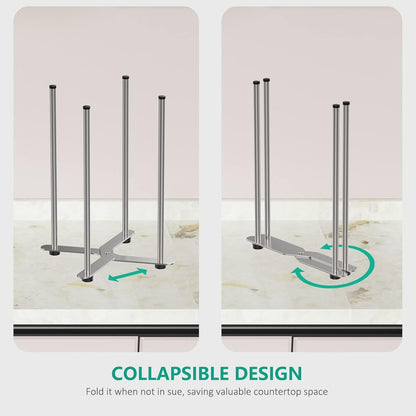 Plastic Bag & Bottle Drying Rack, Multifunctional Wine Decanter Holder, Collapsible Countertop Stand