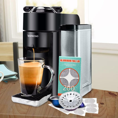 CAPMESSO Aluminum Foils Lids to Reuse Vertuoline Capsules Coffee Pods Compatible with Nespresso VertuoLine Machine 64mm(200/package)