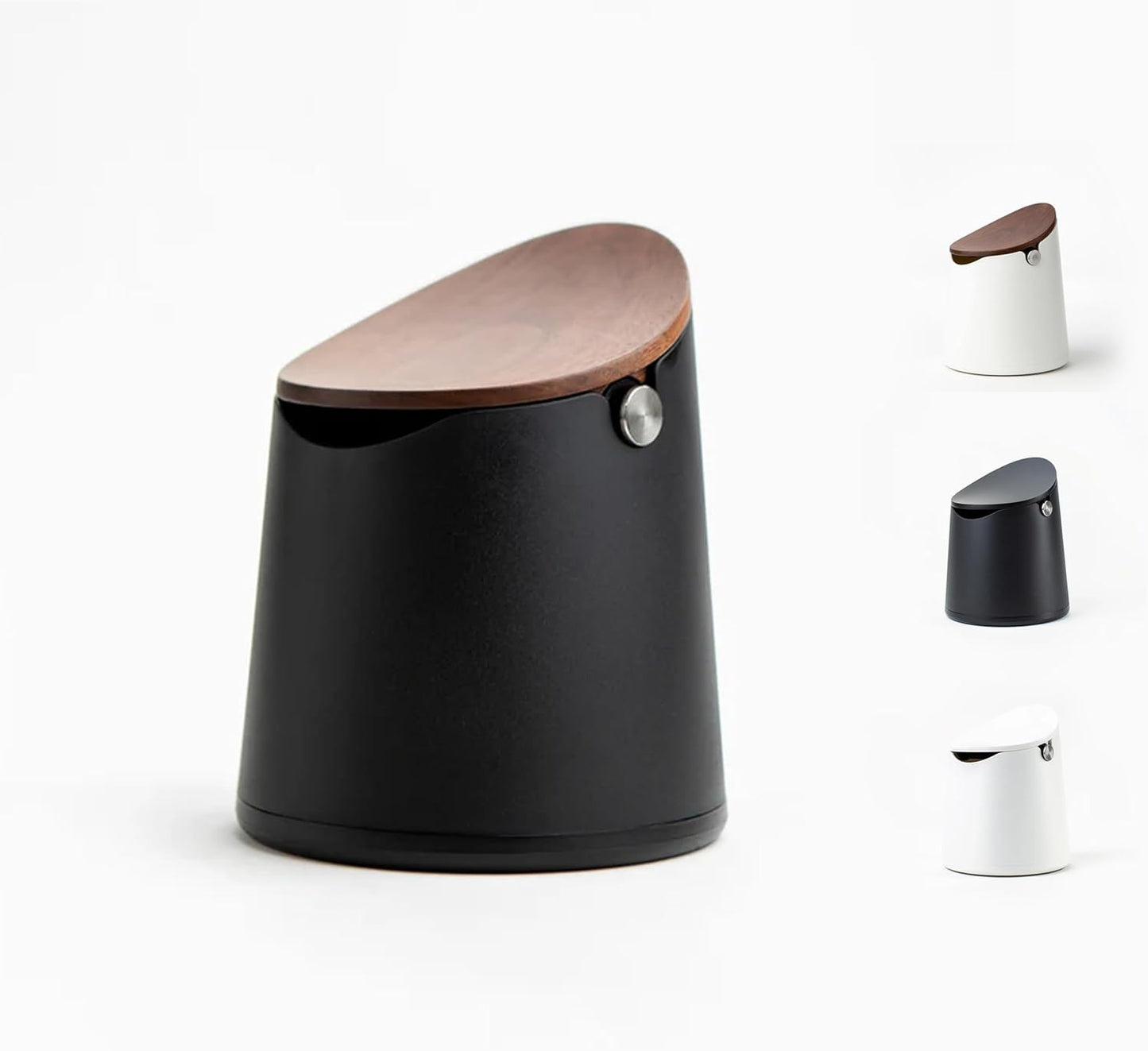 CREMA Coffee Products Arc Knock Box | Holds 12–16 Espresso Pucks| Durable,Stain-ResistantBuild withNon-Slip Base|Elegant WalnutPlastic Lid Design| EasyClean-Up &Moisture Control|Black Finish