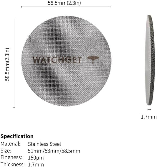watchget 58.35 Espresso Puck Screen - Lower Shower Screen - 1.7mm Thickness Metal Reusable Coffee Filter for 58mm Protafilter Basket 316 Stainless Steel 150μm