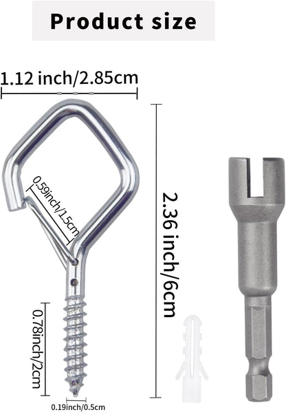 100 PCS Silver Eye Screw Hooks for Hanging Heavy Duty with Safety Buckle.Metal Ceiling Hooks for Hanging Plants Cup Wind Chime Bird Feeders Patio Lights at Indoor&Outdoor