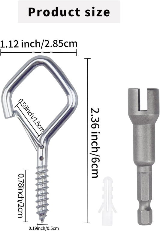 100 PCS Silver Eye Screw Hooks for Hanging Heavy Duty with Safety Buckle.Metal Ceiling Hooks for Hanging Plants Cup Wind Chime Bird Feeders Patio Lights at Indoor&Outdoor