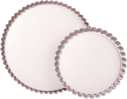 CHEFMADE Tart Pan Set, 7" and 9" Round Pie Pan with Removable Loose Bottom, Non-Stick Carbon Steel Quiche Pan for Oven Baking
