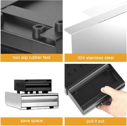 Zerodis Coffee Knock Box, Thick Stainless Steel Plate Coffee Ground Knock Container Detachable Drawer Type Coffee Powder Box Non Slip Feet Design Knock Box Drawer (Black)