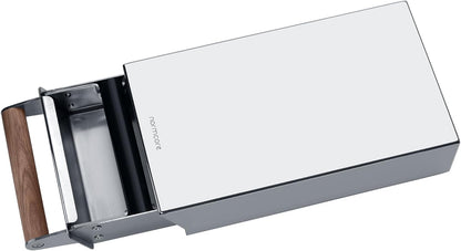 Normcore Espresso Knocker Drawer, Coffee Knock Box with Shock Absorbing Removable Knock Bar and Non-Slip Base, Mirror Finish, 304 Stainless Steel With Walnut Wood Hand, Size: S