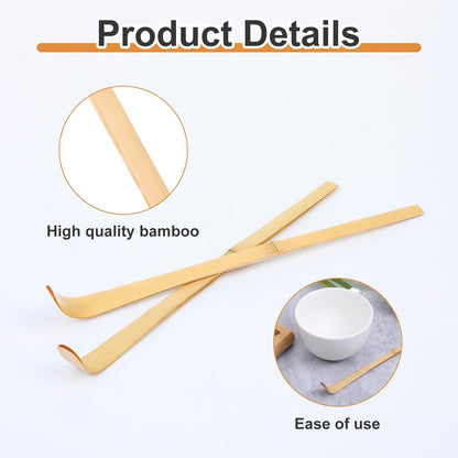 2 Pcs Japanese Bamboo Matcha Scoop, Japanese Chashaku Hooked Green Tea Matcha Spoon for Traditional Tea Ceremony Coffee Spices