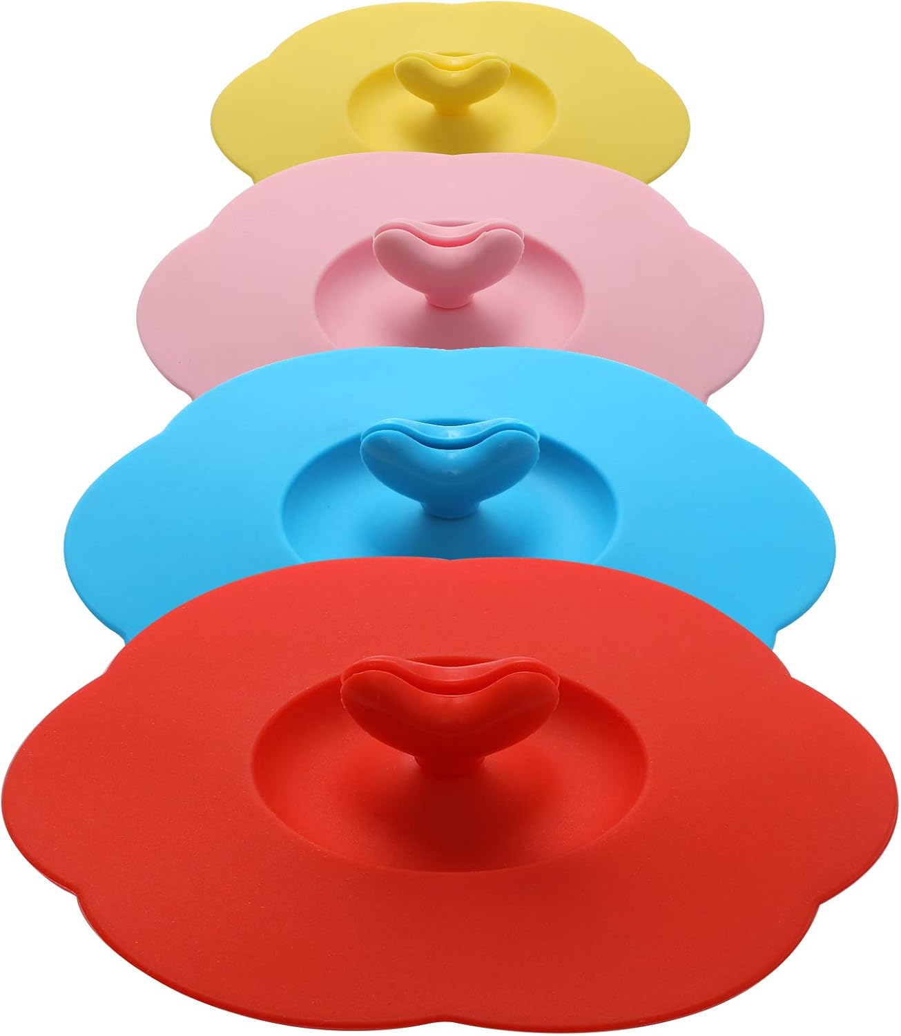 Silicone Cup Covers (Set of 4) ， Multicolored Silicone Lids for Mugs, Cups, Tea Pots,Flexible Mug Covers，Hot Cup Lids for Coffee & Tea