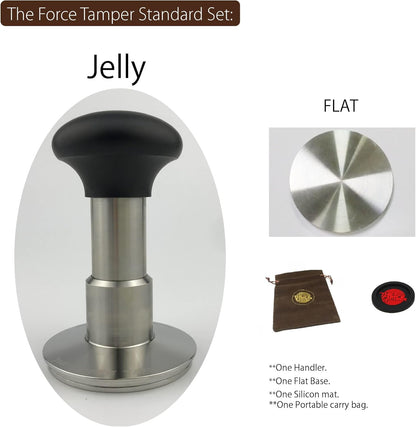 The Force Tamper Automatic Impact Coffee Tamper Adjustable Const Pressure and Autoleveling Standard Set New (Jelly, 58.50mm)