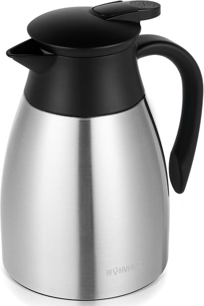34 Oz Thermal Coffee Carafe, Stainless Steel Insulated Vacuum coffee crafts to keep coffee hot, 1 Liter Tea Water Coffee and Beverage Dispenser (Silver)
