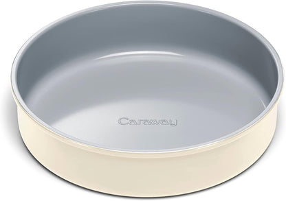 Caraway 9” Circle Pan - Non-Stick Ceramic Coating - Free From Forever Chemicals - Perfect for Birthday Cakes, Tartes, & More - Cream