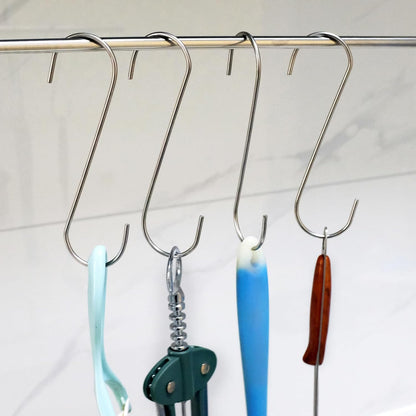 20-Pack S Hooks - Stainless Steel Heavy Duty S Hooks for Hanging pots, Pans, Plants, Coffee Mugs, Towels in Kitchen and Bathroom, Coat, Bag, Work Shop, Perfect Rack Hooks