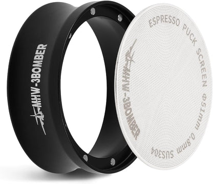 MHW-3BOMBER 51mm Espresso Dosing Funnel & Puck Screen Set, Magnetic Dosing Rring & Reusable Filter kit Compatible with 51mm Bottomless Portafilter, Coffee Dosing Ring with Eppresso Puck DR7015-OS