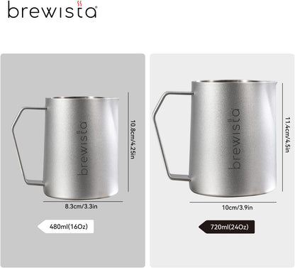Brewista Precision Milk Frothing Pitcher, Steaming Jug, Coffee, Espresso Machine Accessories for Barista, Latte Art, Cappuccino, Stainless Steel Cup, 16 oz/480 ml, Silver