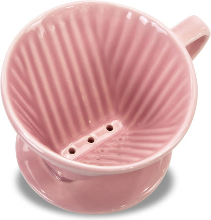 Pour Over Ceramic - Coffee Dripper Ceramic Coffee Maker with 3 Holes Flat Bottom, Porcelain Slow Filter Cone for Travel, Camping, Office, Home, Coffee Maker Brew