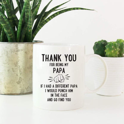 Andaz Press Funny Family 11oz. Coffee Mug Gift, Thank You for Being My Papa, Punch in Face, 1-Pack, Christmas Birthday Drinking Cup Present Ideas