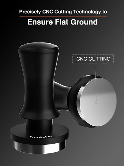 Espresso Tamper, Barista 58mm Coffee Tamper,Spring-loaded,Stainless Steel,Flat Base
