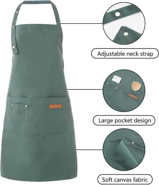 Tosewever Art Aprons for Women Painting Pottery Baking, Mens Buckle Straps Kitchen Apron with Pockets for Chef Cooking