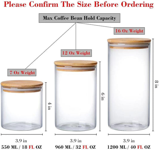 MOLFUJ 550 ML / 18 FL Oz Glass Storage Container with Wood Lid, Stackable Clear Decorative Organizer Bottle Canister Pantry Jar with Air Tight Wooden Lid for Food, Coffee, Candy, Sugar, Salt, Tea