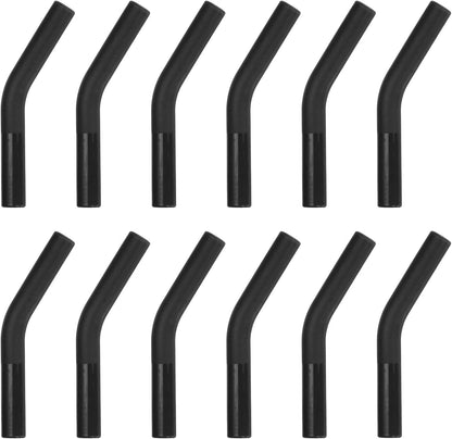 uxcell 12Pcs Silicone Straw Tips, Silicone Straw Elbows Tip, Soft Reusable Metal Straw Covers Fit for 8mm/0.31" OD Stainless Steel Straws, Black