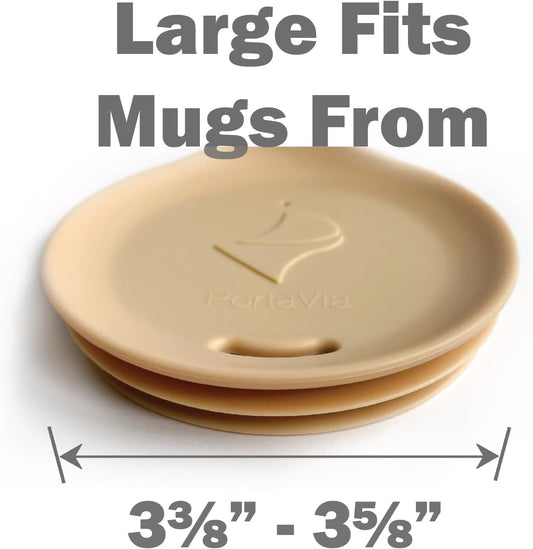 Reusable Coffee Cup Silicone Lid – Fits Most Tumbler, Water Bottle, & Ceramic Coffee Mug Between 3⅜”-3⅝” – Dishwasher-Safe Travel Mug Lid keeps your beverage in your mug (Large - Cappuccino)