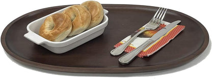 Woodard & Charles Extra Large Oval Serving Tray – Walnut-Stained Wood Platter for Kitchen, Dining, Parties & Home Décor