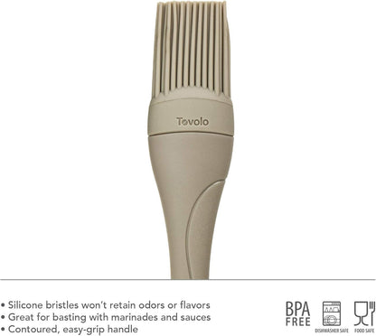Tovolo Small 7” Heat Resistant Kitchen Silicone Cooking Brush Great for Pastry Baking Basting Sauces Marinades Glazing Oil Brushing Baste Meats Pastries Cakes Desserts, Slate Gray