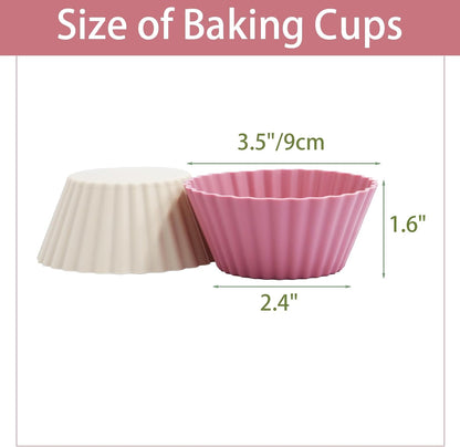 Large Silicone Muffin Cups, 12 Pack Reusable Cupcake Liners 3.54inch Baking Cups Jumbo Size Cake Molds, BPA Free, Dishwasher Safe