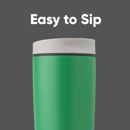 Owala SmoothSip Slider Insulated Stainless Steel Coffee Tumbler, Reusable Iced Coffee Cup, Hot Coffee Travel Mug, BPA Free 20 oz, Grey/Green (Sour Apple)