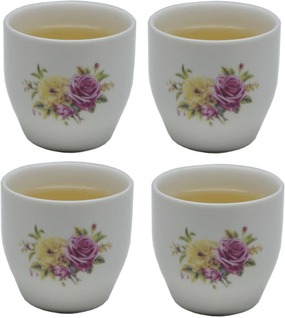 Liang baobao Porcelain Teacup, 5oz Cups Painted Flowers Coffee Tea Water Pot Ceramic Kettle Tea pot Accessories (cup*4)