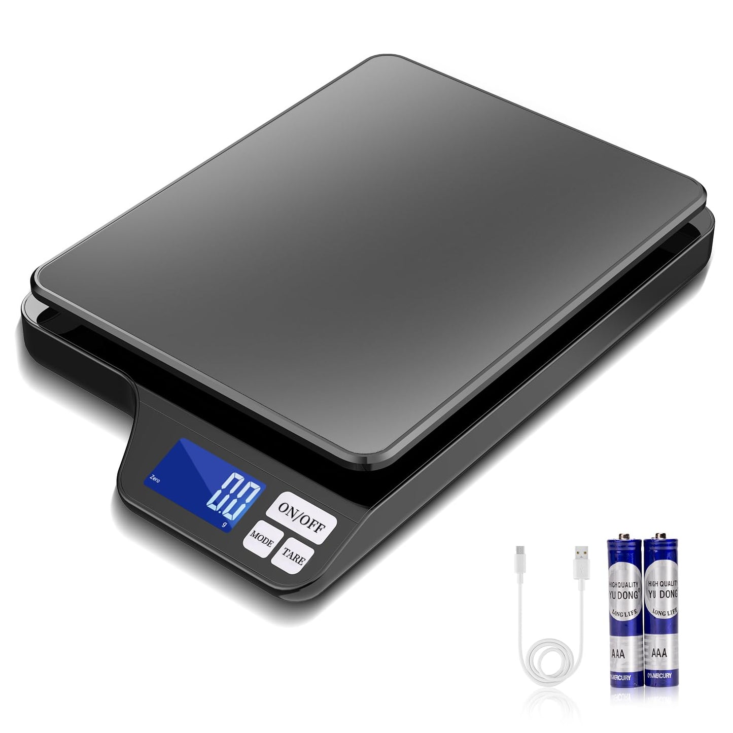 Large 5kg/11lb Kitchen Scale with 0.1g/0.01oz High Precision, USB Rechargeable Food Scale, Stainless Steel Pan, with Tare Function,for Baking Cooking Coffee Package Postage
