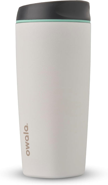 Owala SmoothSip Insulated Stainless Steel Coffee Tumbler, Reusable Iced Coffee Cup, Hot Coffee Travel Mug, BPA Free 20 oz, Gray (Cloudscape)