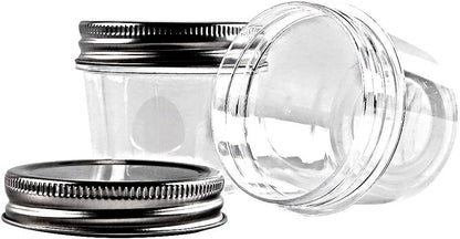 novelinks 4 oz Clear Plastic Jars with Screw-On Lids – Reusable Round Containers for Slime, Food, Spices, Crafts & Kitchen Organization – BPA-Free Storage Jars, 20 Pack