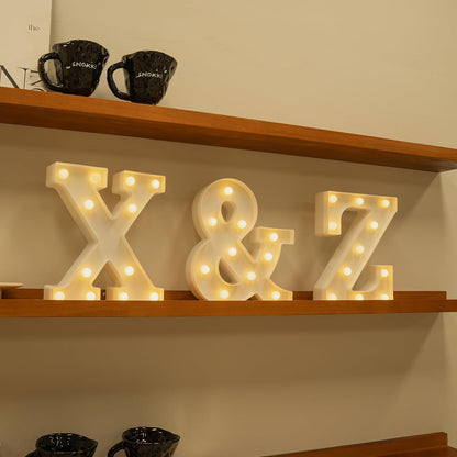 Foaky LED Letter Lights Sign Marquee Light Up Letters Sign for Night Light Wedding/Birthday Party Battery Powered Christmas Lamp Home Bar Decoration(X)