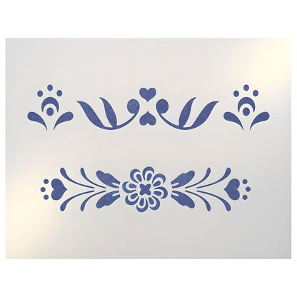 Rosemaling Pattern 3 & 4 Mini Stencils - Reusable Mylar Templates for DIY Crafts, Wood Signs, Walls & Fabric - Nordic Folk Art Painting & Scandinavian Designs - The Artful Stencil