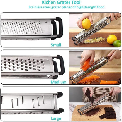 3 in 1 Cheese Grater Zester Citrus Lemon 304 Stainless Steel Zester Versatile Sharp Tool for Parmesan Cheese Ginger Garlic Nutmeg Chocolate Vegetables Fruits 15''