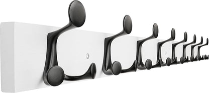 SKOLOO 43-Inch White Wood Coat Rack Wall Mount with 8 Triple Hooks - Ideal for Family Entrances, Classrooms, and Pet Supplies Storage - Perfect Coat Hooks for Wall