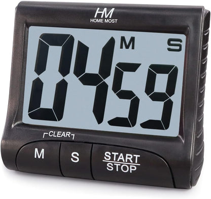3" Large Display Kitchen Timer - Digital Timer Magnetic Back Loud Alarm On A Rope- Black Cooking Timers For Kitchen Teachers Students Games Kids Meetings -Sports Timers For Workouts Exercise