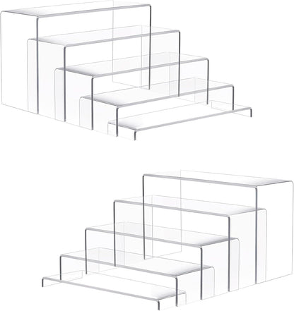 Goabroa 2 Sets 10 Pcs Acrylic Display Risers, Clear Rectangular (7"-8"-9" L) Risers Display Stands, Acrylic Stands for Jewelry, Cupcake, Perfume, Figures