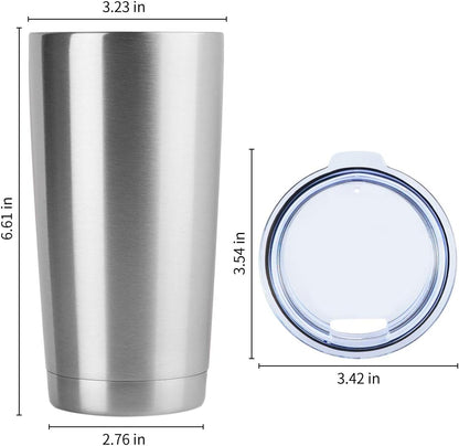DOMICARE 20oz Stainless Steel Tumbler Bulk with Lid, Double Wall Vacuum Insulated Travel Mug, Powder Coated Coffee Cup, Stainless Steel, 4 Pack