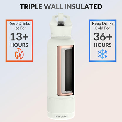 Coldest Insulated Water Bottle with Straw Lid - Stainless Steel Metal Insulated Bottle for Men & Women (Margarita, 40 oz)