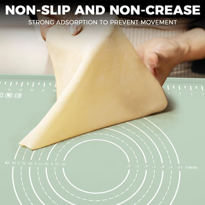 Silicone Baking Mat 32" x 24", Extra Thick Dough Rolling Mat with Measurements and Edge Heightening, Non-stick Food Grade Silicone Pastry Mat for for Pastry, Bread, Cookies, Pizza, Fondant, Pasta