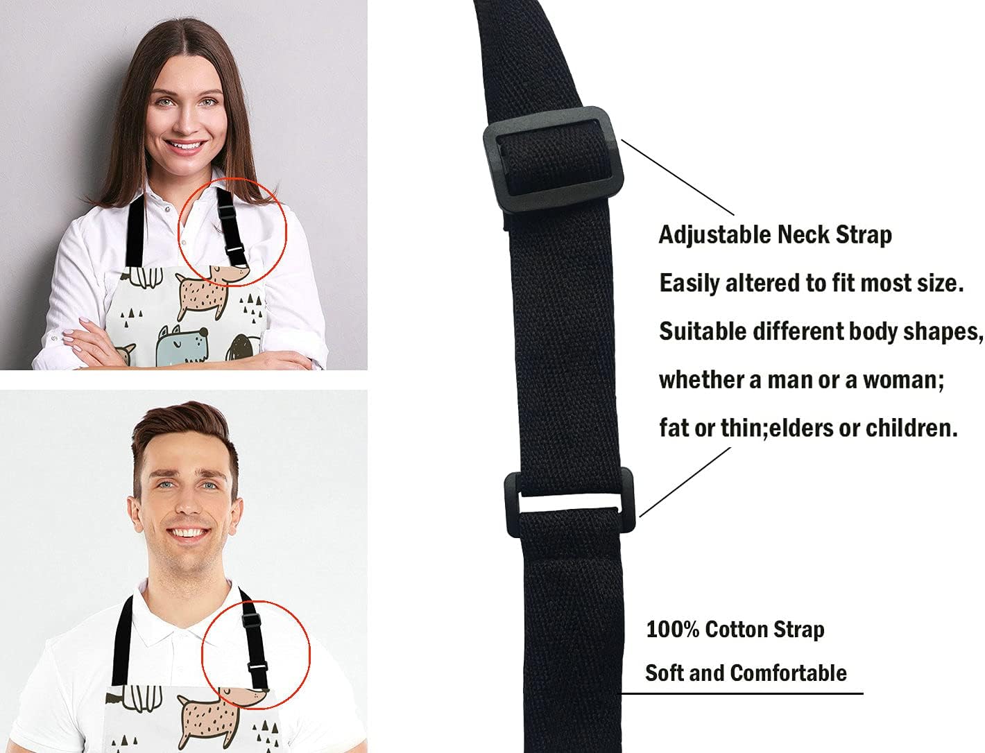 Cartoon Dogs Apron for Women and Men, Adjustable Kitchen Chef Apron for Cooking Baking - Cute Birthday, Anniversary, Mother's Day Apron Presents for Mom Wife Girlfriend Aunt Grandma