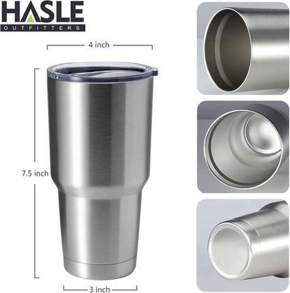 HASLE OUTFITTERS 30oz Stainless Steel Tumbler, Double Wall Vacuum Insulated Travel Mug Tumbler, Durable Insulated Coffee Mug, Gift Box Set (Silver, 4)