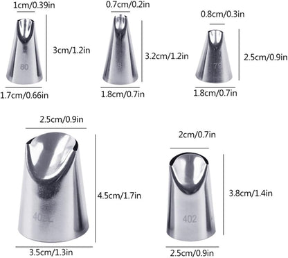5 piece Stainless Steel Rose Flower Piping Tips Piping Nozzles Cake Decorating Supplies Cookies Cupcake Icing Decorating Supplies Decorating Kits Frosting Icing Tips Baking Set Tools #3