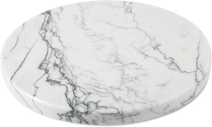Koville Brazilian Natural Marble Cutting Board for Kitchen, 11inch Round Hand Crafted Marble Slab for Cheese, Charcuterie, Pastry Board - Wedding Gift, House Warming Gift(Maldivi)