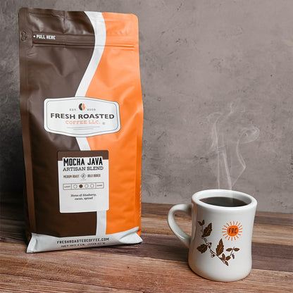Fresh Roasted Coffee, Mocha Java, 5 lb (80 oz), Medium Roast, Kosher, Whole Bean