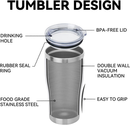 DOMICARE 20oz Tumbler with Lid Stainless Steel Tumblers Bulk, Double Wall Vacuum Insulated Coffee Travel Mug Powder Coated Tumbler, White